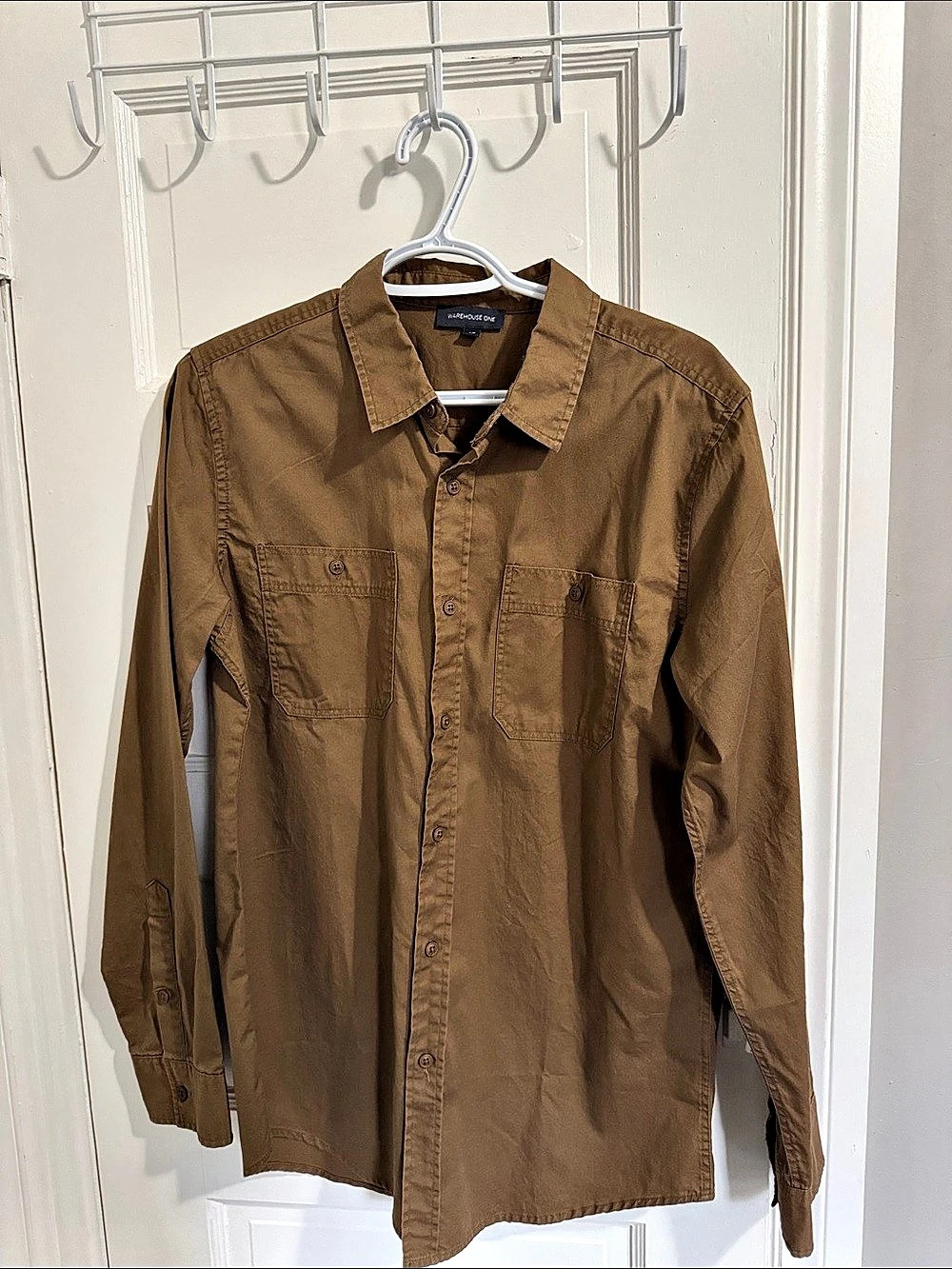 Warehouse One Long Sleeve Button Down in Brown Size Small